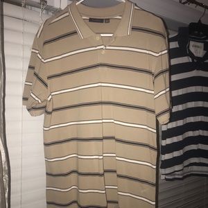 Tan striped polo for men